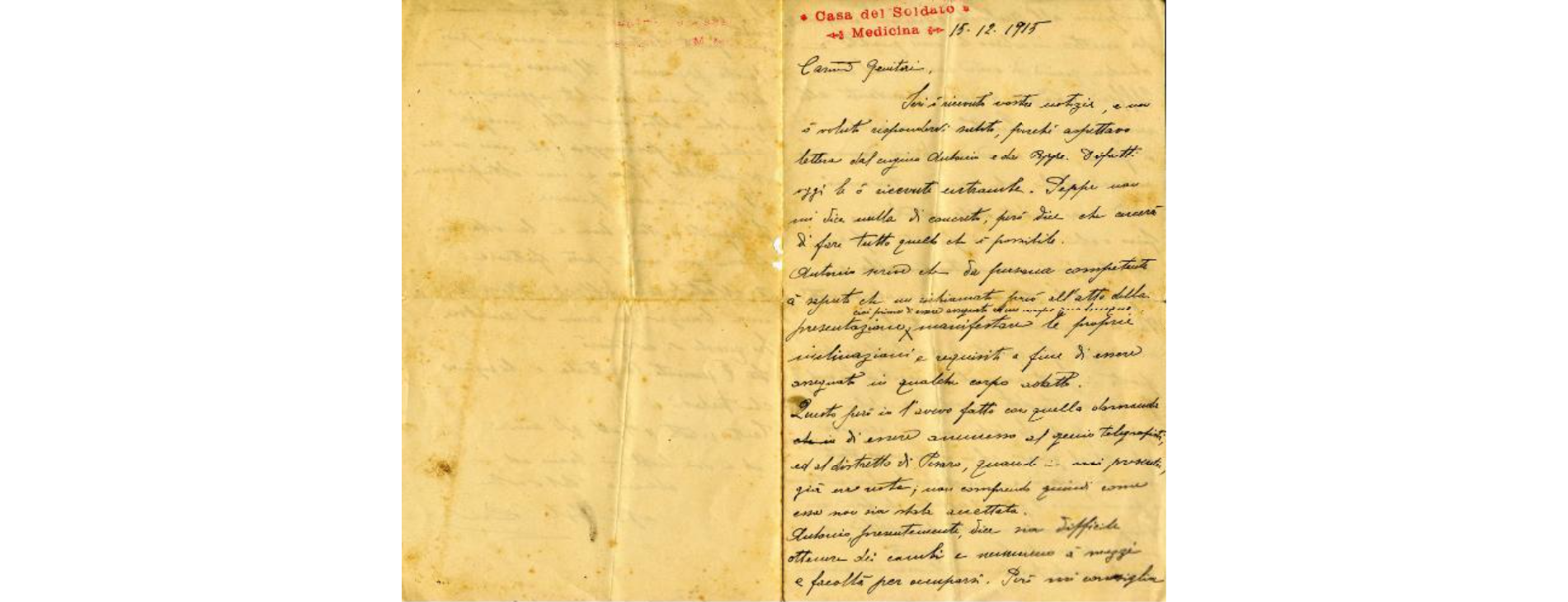 Image of a letter written by a soldier during the war