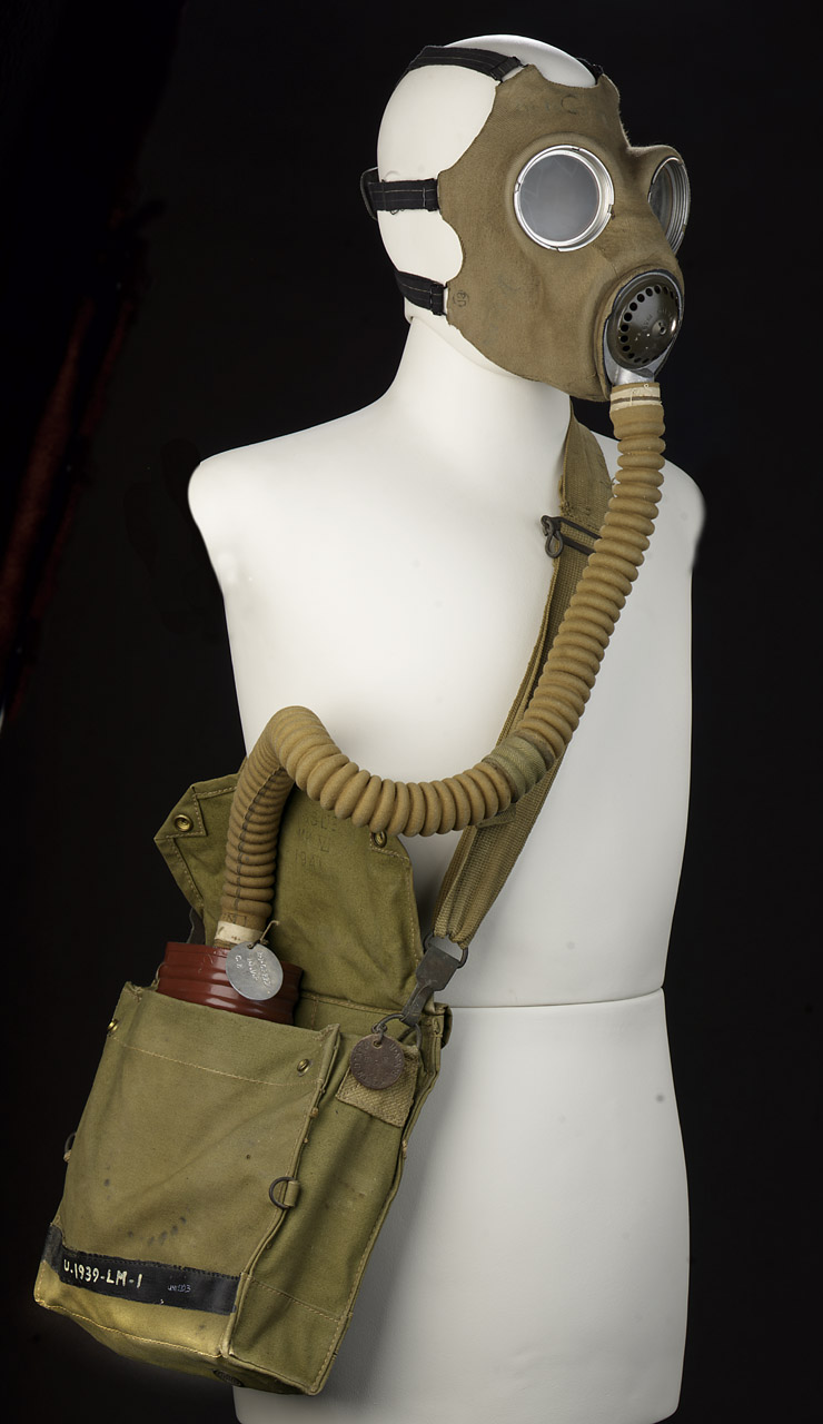 Image of military gas masks used for protection during the war