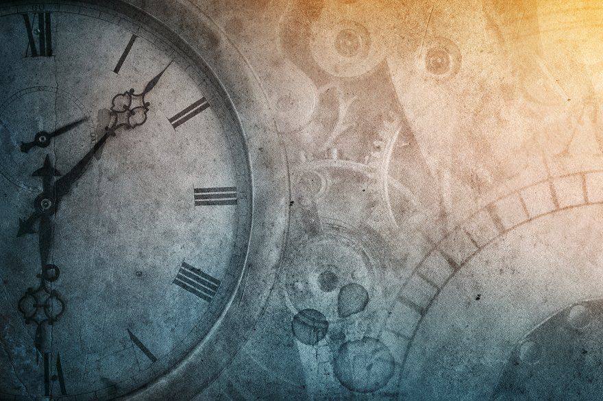 Metaphorical image of time with clocks